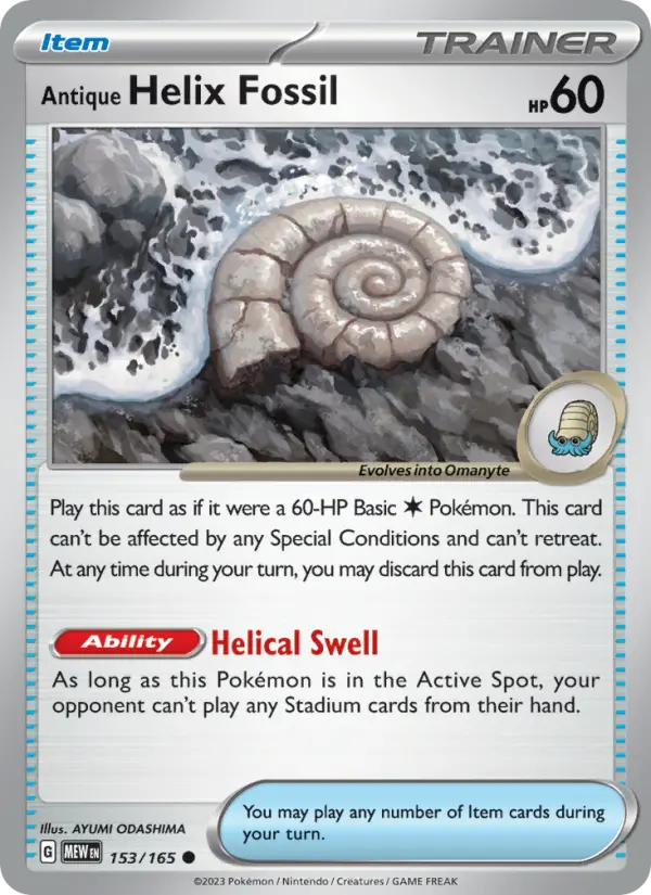 Antique Helix Fossil, Pokémon card