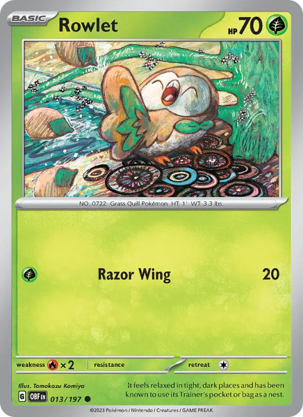 Rowlet, Pokémon card