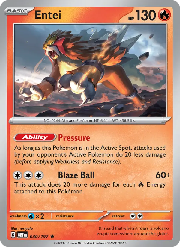 Entei, Pokémon card