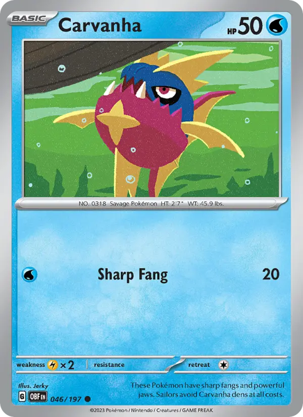 Carvanha, Pokémon card