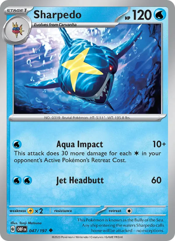 Sharpedo, Pokémon card