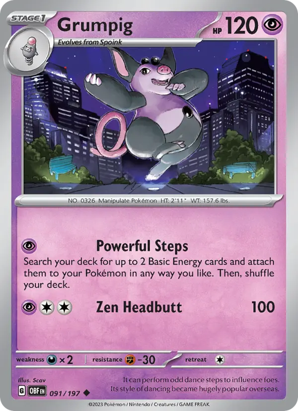 Grumpig, Pokémon card