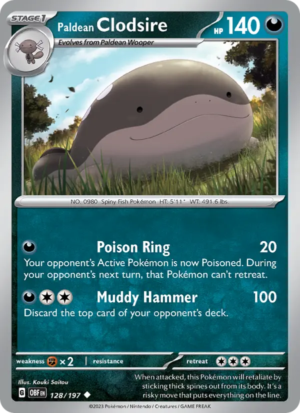 Paldean Clodsire, Pokémon card