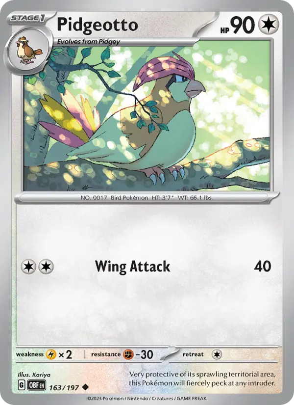 Pidgeotto, Pokémon card