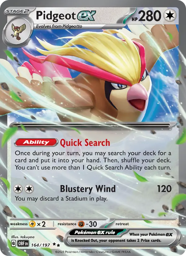 Pidgeot ex, Pokémon card