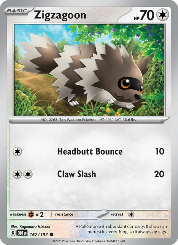 Zigzagoon, Pokémon card