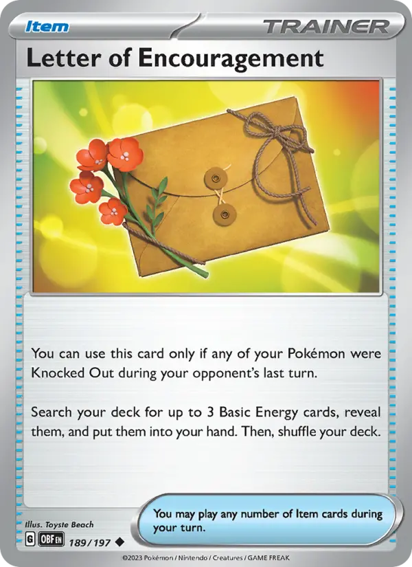 Letter of Encouragement, Pokémon card