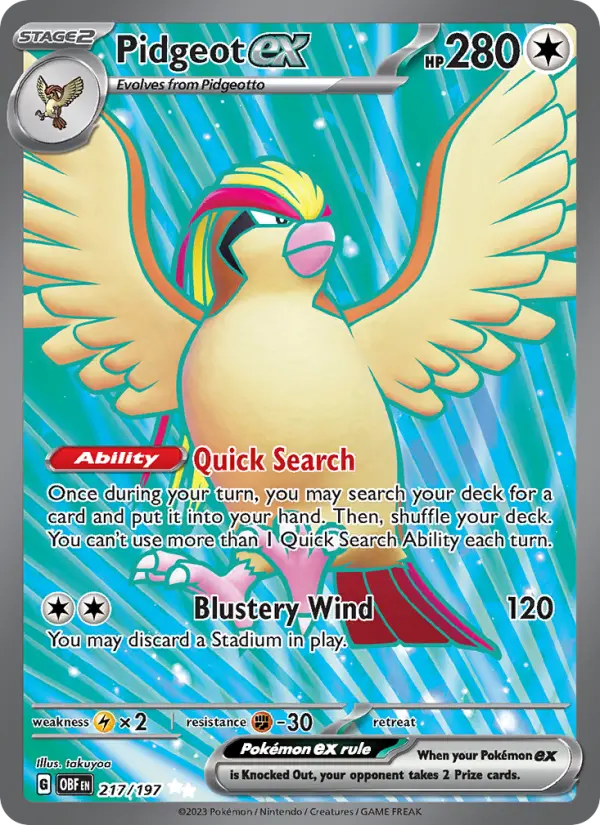 Pidgeot ex, Pokémon card