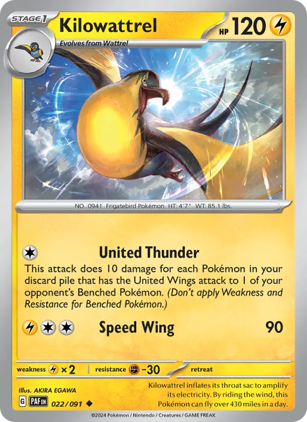 Kilowattrel, Pokémon card