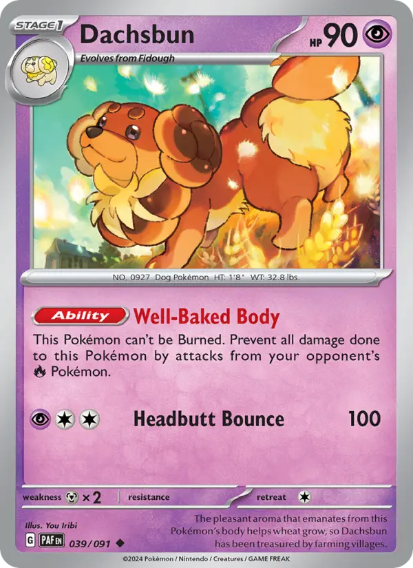 Dachsbun, Pokémon card