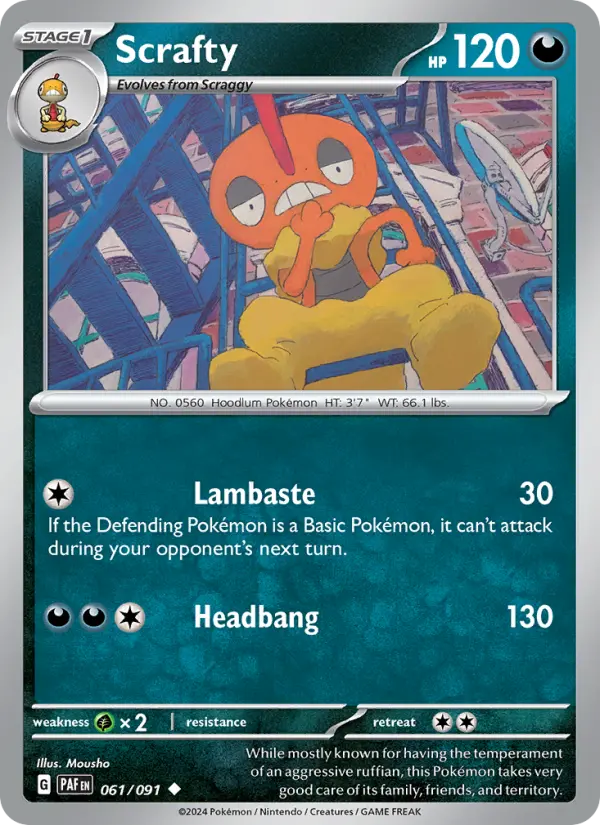 Scrafty, Pokémon card
