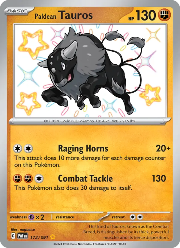 Paldean Tauros, Pokémon card