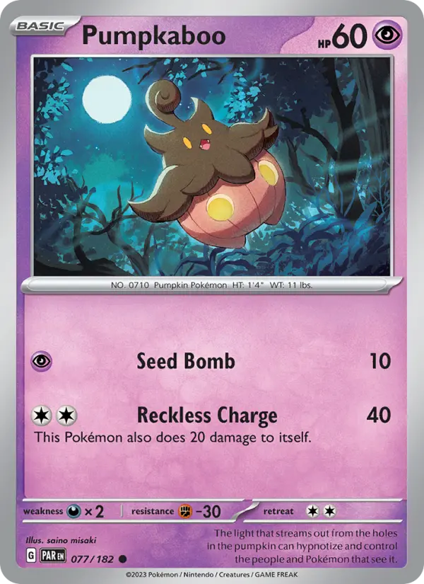 Pumpkaboo, Pokémon card