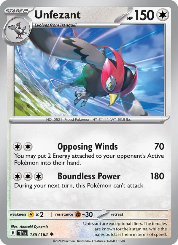 Unfezant, Pokémon card