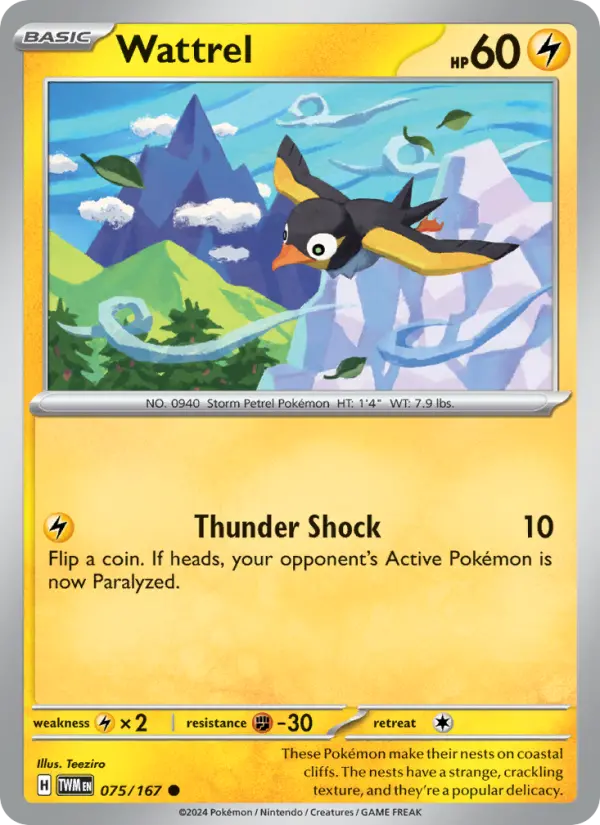 Wattrel, Pokémon card