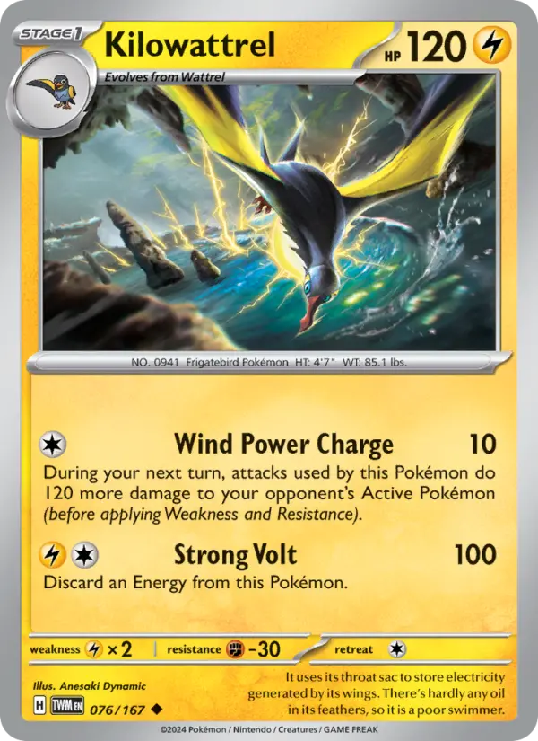 Kilowattrel, Pokémon card
