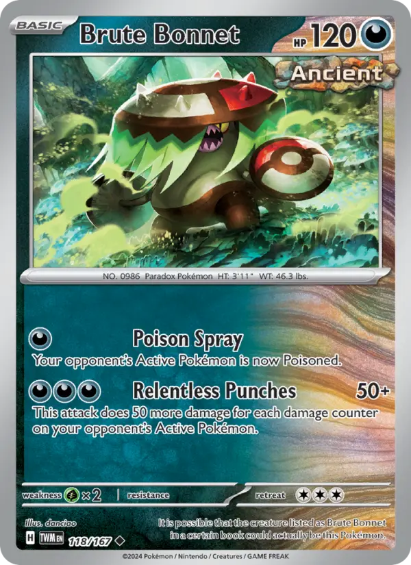 Brute Bonnet, Pokémon card