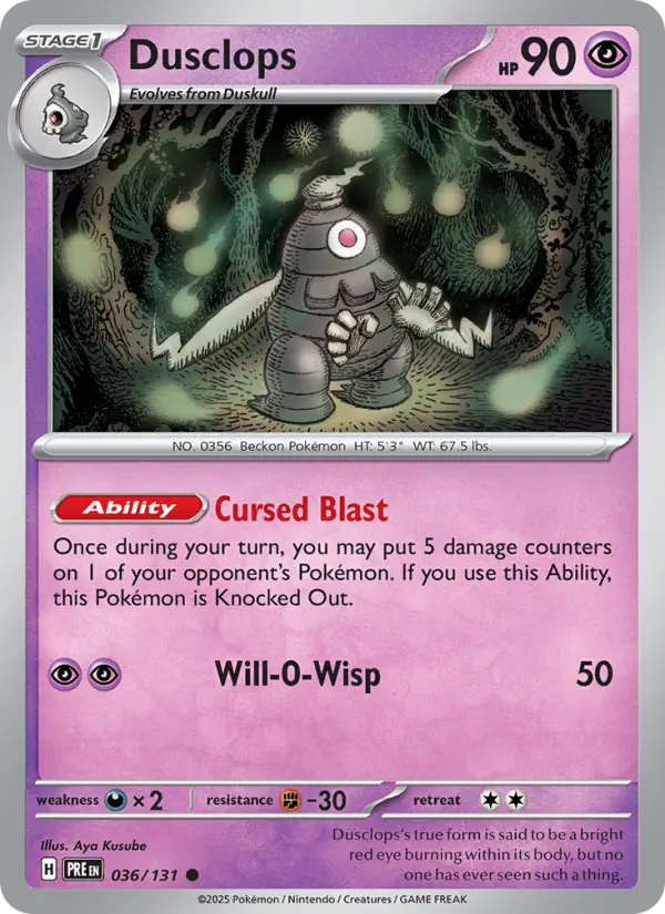 Dusclops, Pokémon card
