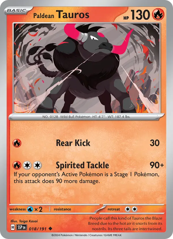 Paldean Tauros, Pokémon card