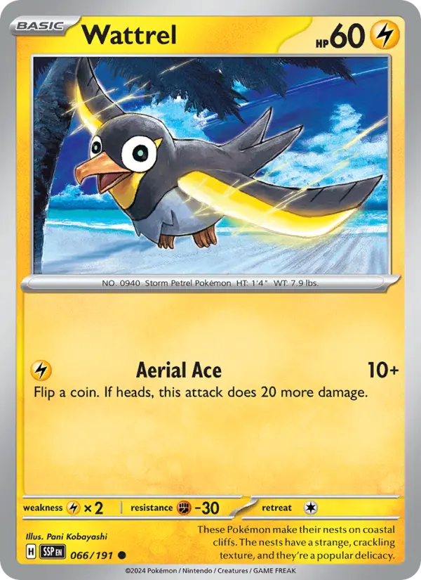 Wattrel, Pokémon card