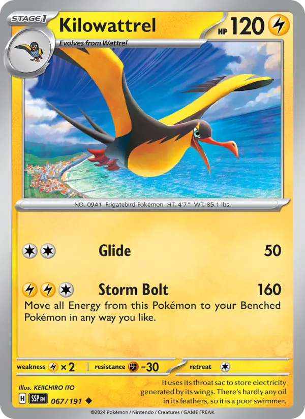Kilowattrel, Pokémon card
