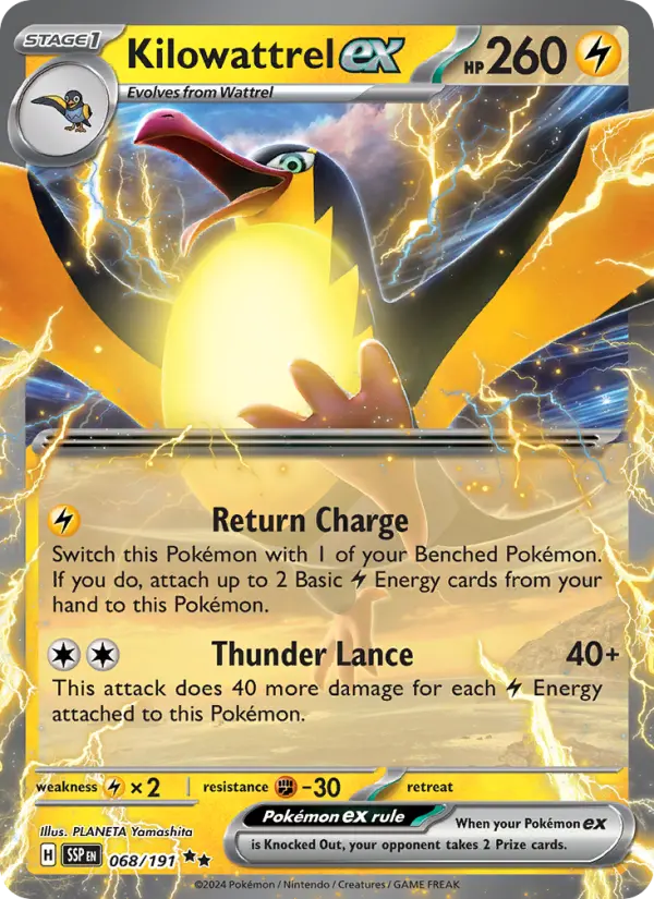 Kilowattrel ex, Pokémon card