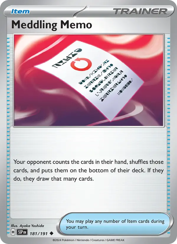 Meddling Memo, Pokémon card
