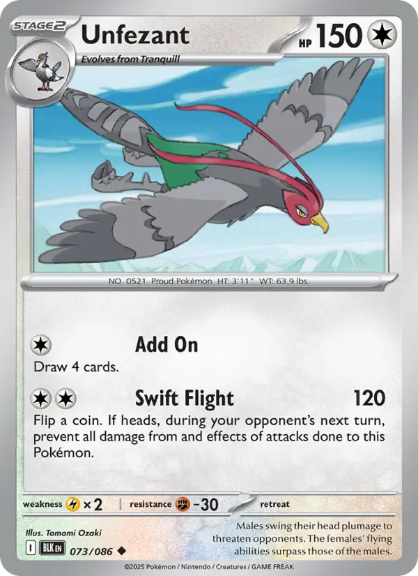 Unfezant, Pokémon card