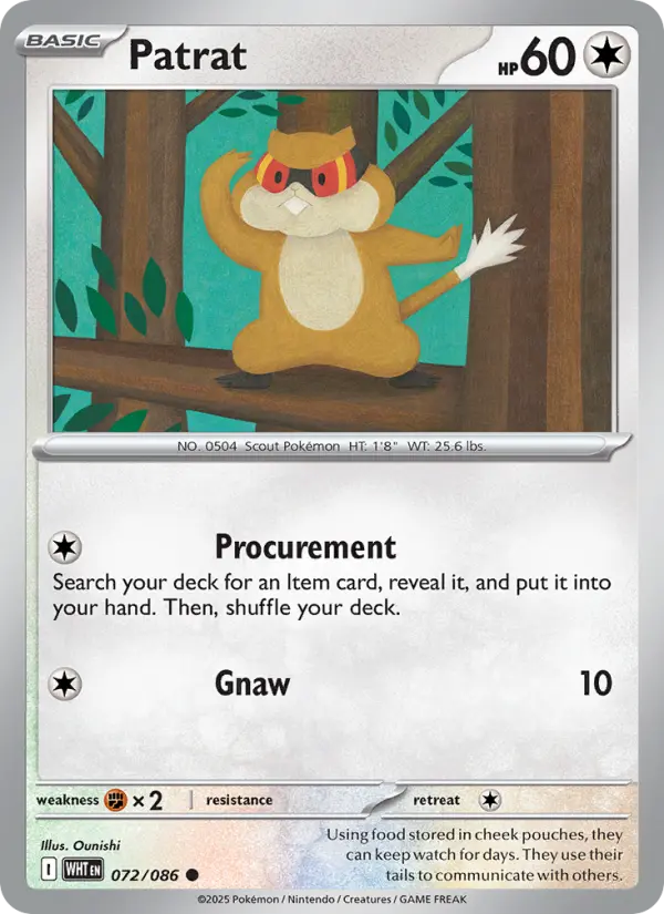 Patrat, Pokémon card