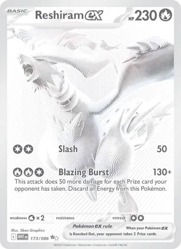 Reshiram ex, Pokémon card