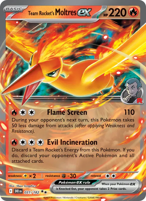 Team Rocket's Moltres ex, Pokémon card