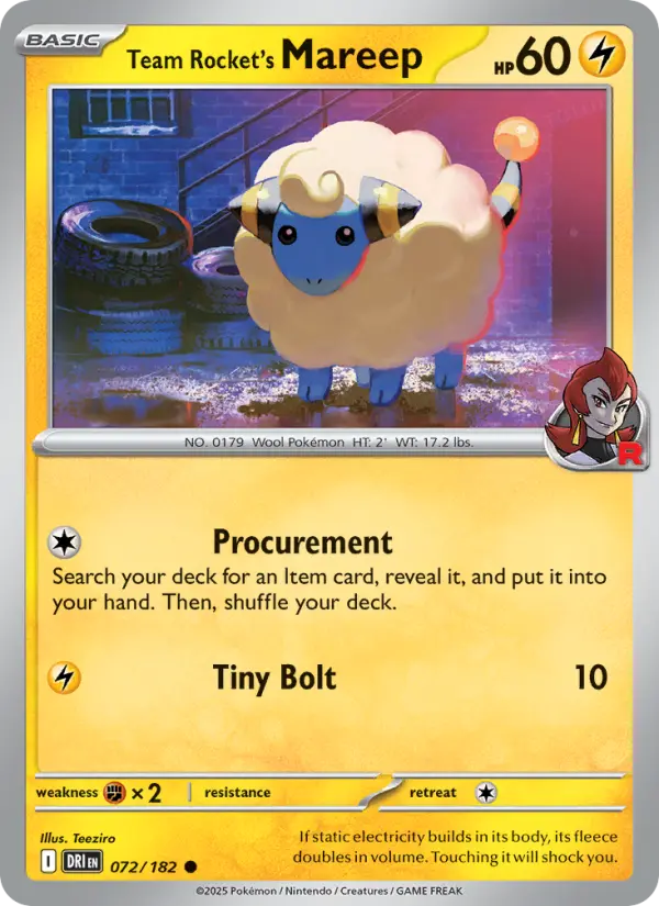 Team Rocket's Mareep, Pokémon card