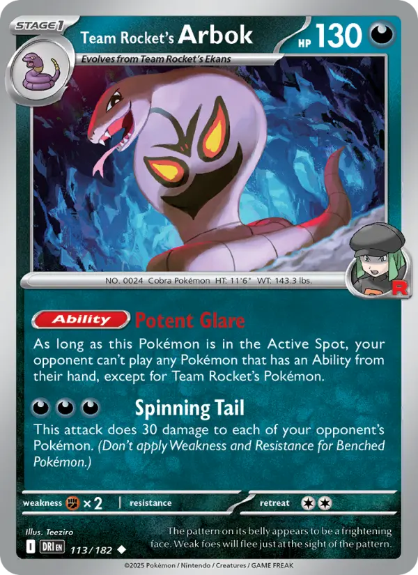 Team Rocket's Arbok, Pokémon card