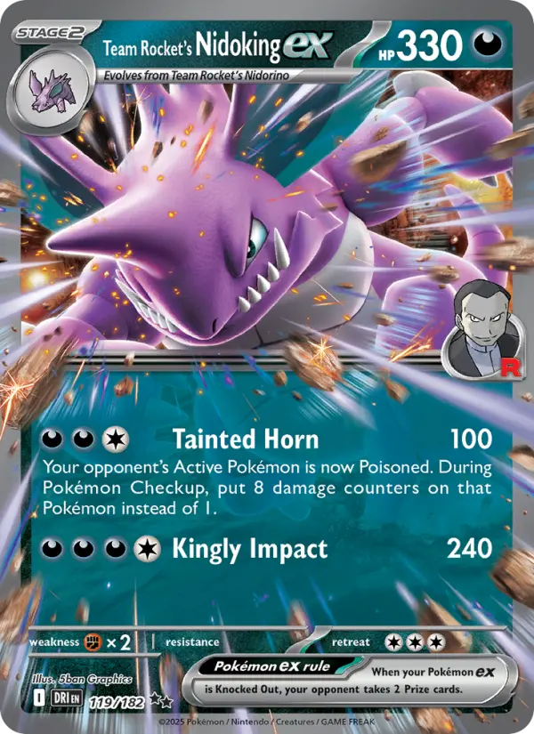 Team Rocket's Nidoking ex, Pokémon card