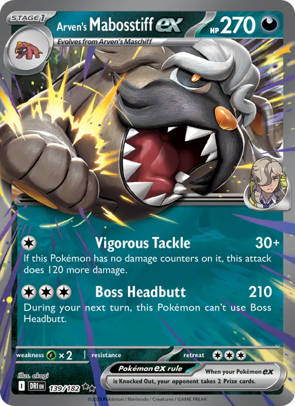 Arven's Mabosstiff ex, Pokémon card