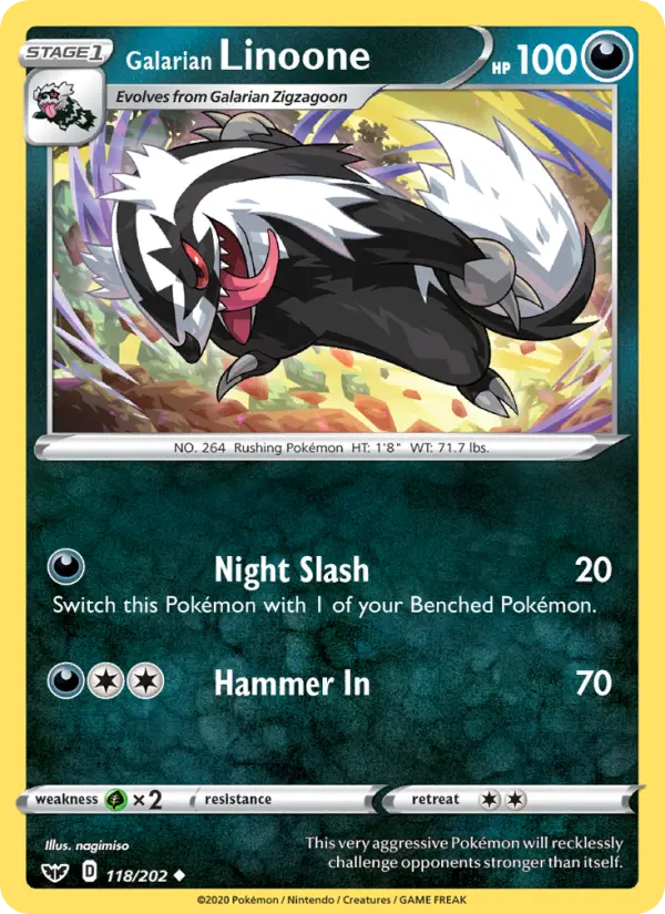 Galarian Linoone, Pokémon card