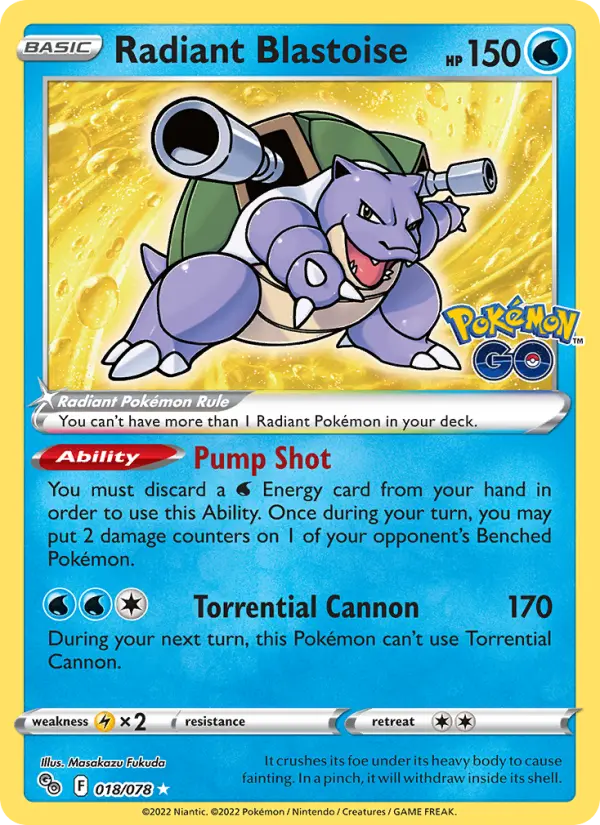Radiant Blastoise, Pokémon card