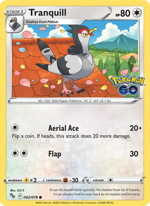 Tranquill, Pokémon card