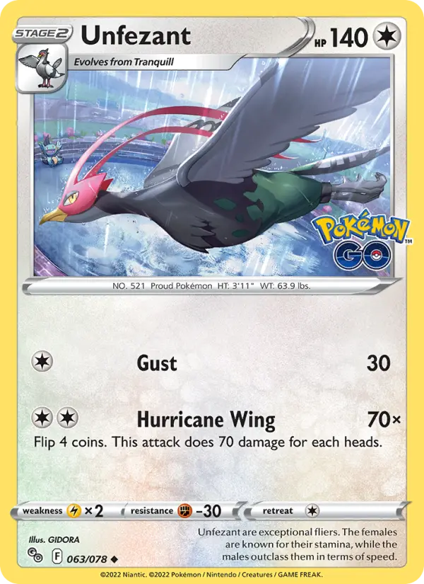 Unfezant, Pokémon card