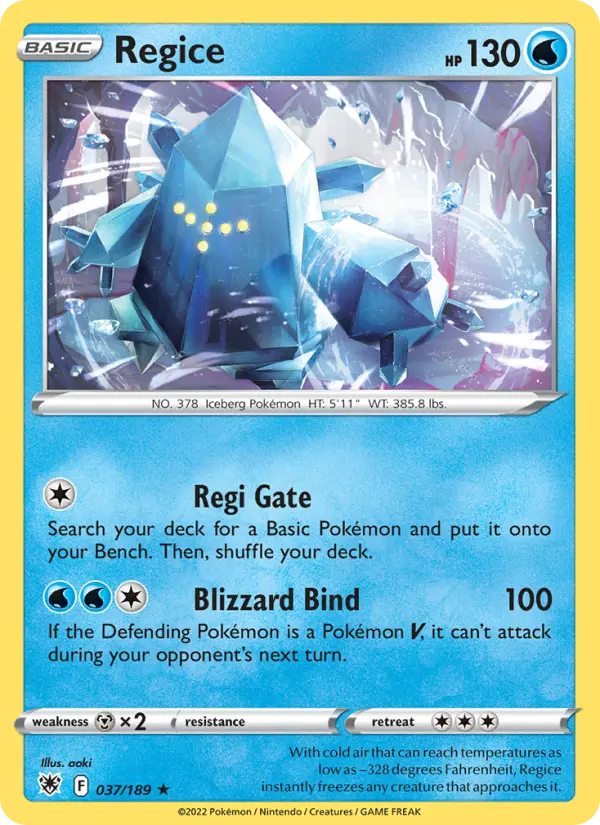 Regice, Pokémon card