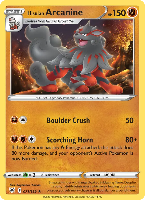 Hisuian Arcanine, Pokémon card