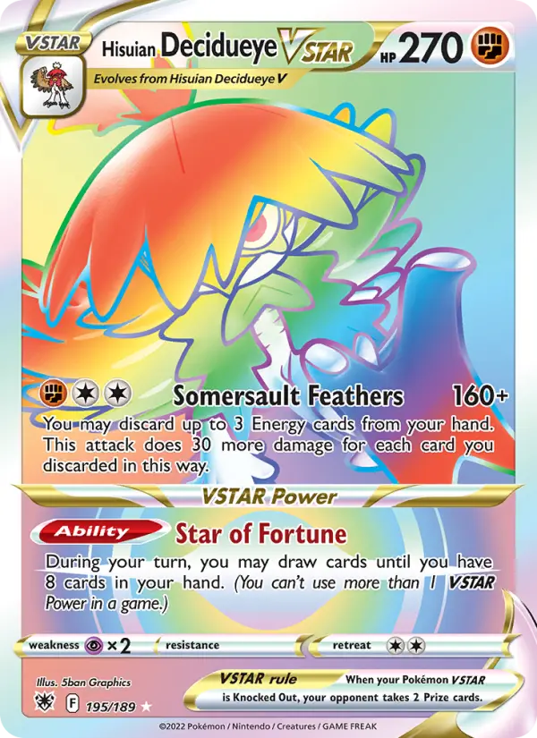 Hisuian Decidueye VSTAR, Pokémon card