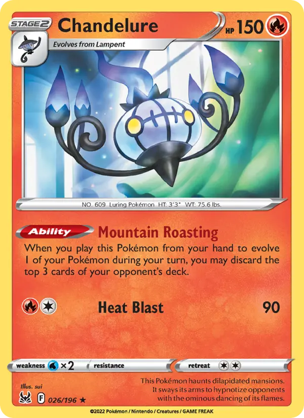 Chandelure, Pokémon card