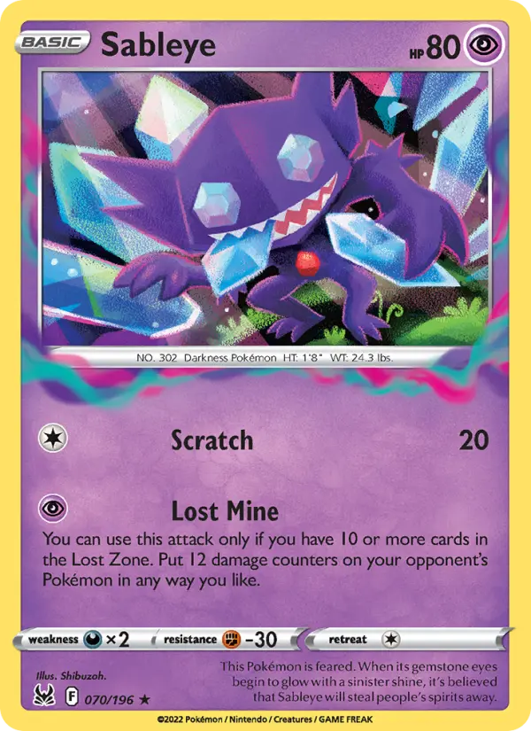 Sableye, Pokémon card