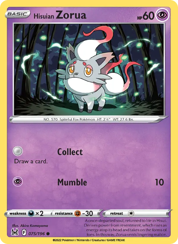 Hisuian Zorua, Pokémon card