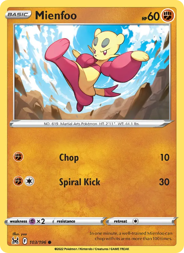 Mienfoo, Pokémon card