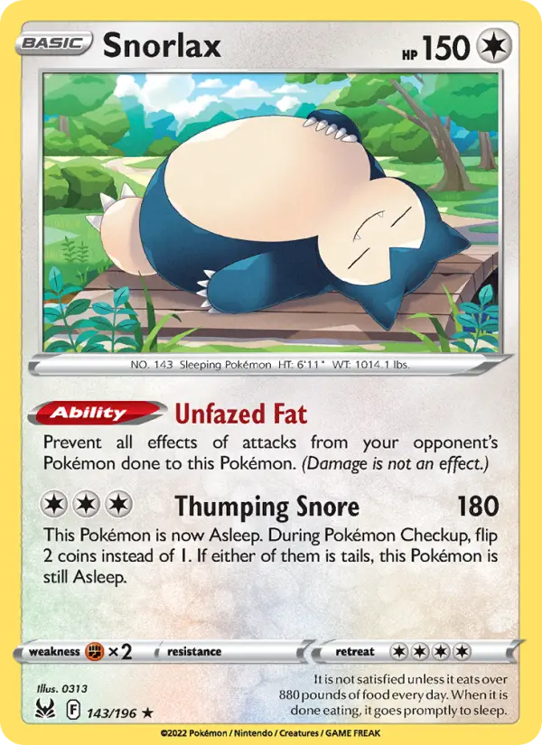 Snorlax, Pokémon card