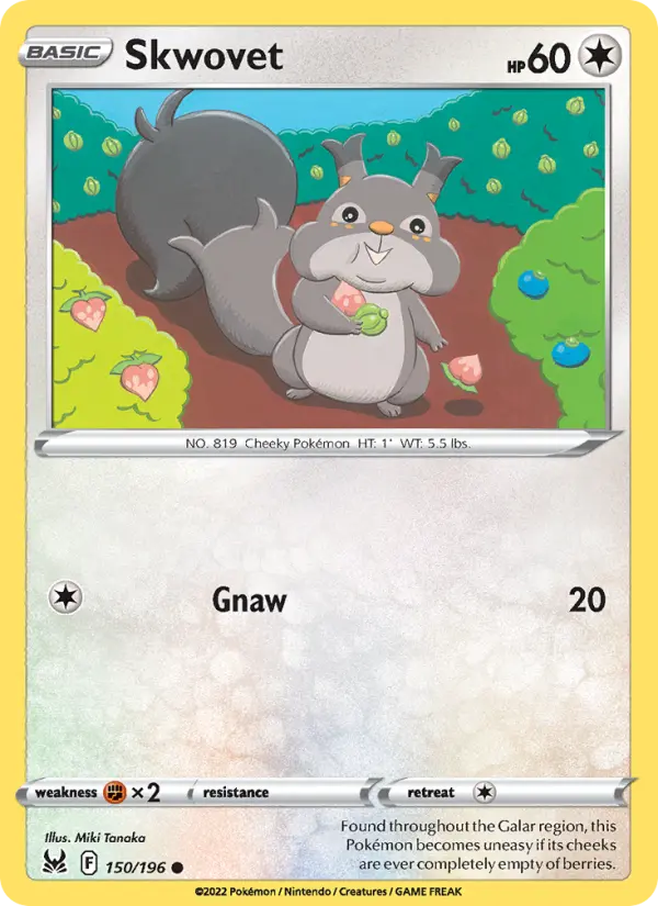 Skwovet, Pokémon card