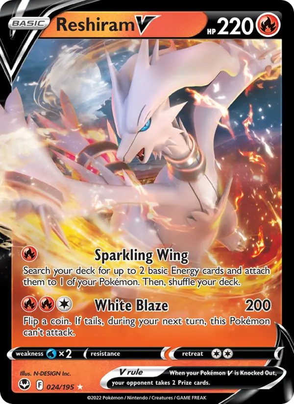 Reshiram V, Pokémon card