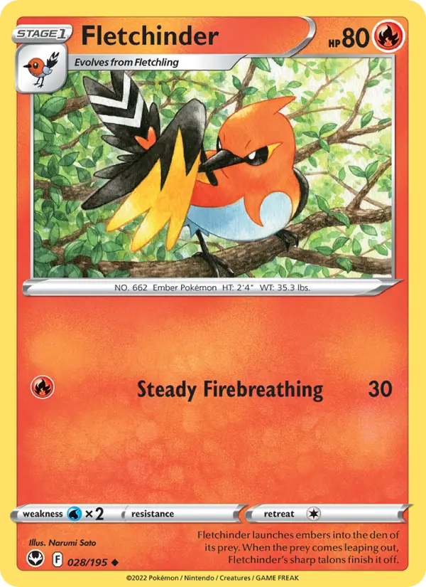 Fletchinder, Pokémon card